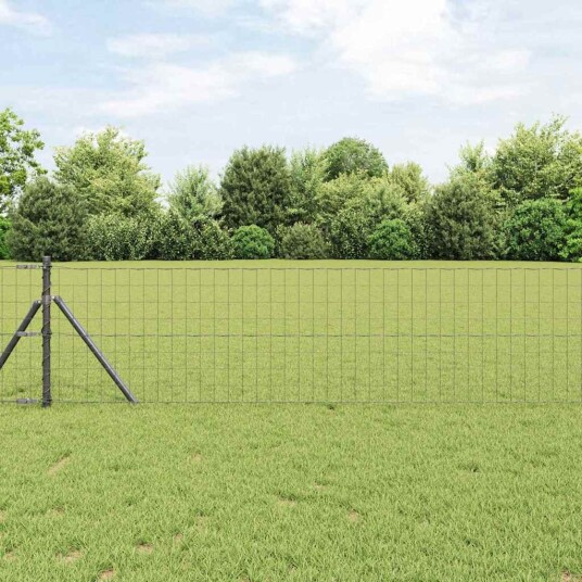 Eurogjerdet med 13 poster 0.6x50 m galvanisert stål i grå