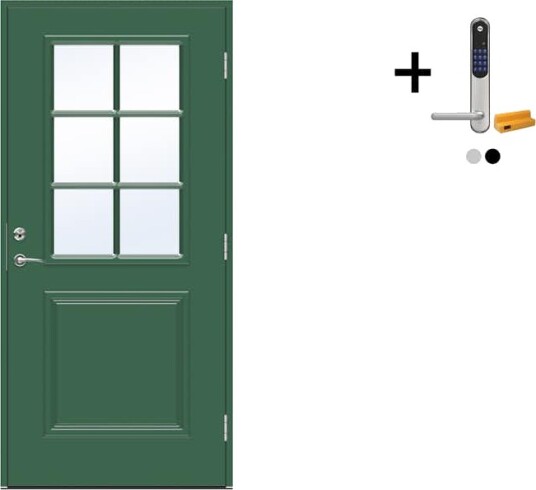 Ytterdør Swedoor Advance-Line Classic Smetana med Yale Doorman Classic Home