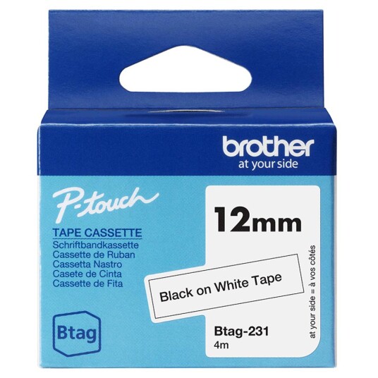 Brother Tape Btag-231 12mm Svart/hvit
