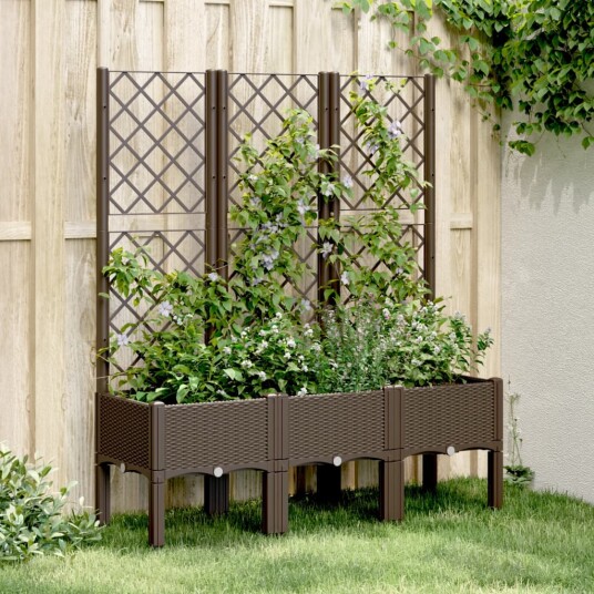 Plantekasse med espalier brun 120x40x142 cm PP