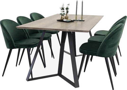 Venture Home Spisegruppe med Maggie Spisebord og 6 stk. Velvet stol Grønn Venture Home Spisegruppe med Maggie Spisebord og 6 stk. Velvet stol Grønn