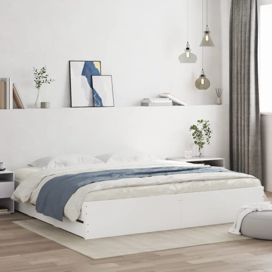 Sengeramme med skuffer hvit 160x200 cm konstruert tre 8721012244764