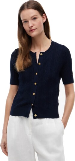 Tommy Hilfiger Summer Cable C Nk Cardi S/S   Navy   S