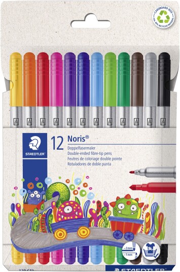 Tusjer STAEDTLER duo 12pk ass farger