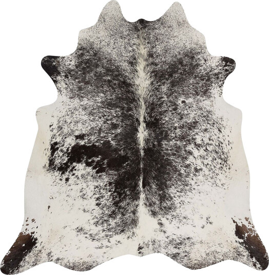 Premium Naturlige Kuskinn Salt / Pepper / Sort / Hvit 180x220 cm