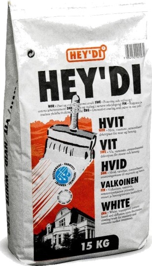 Hey'di slemming hvit 15 kg heydi vanntett dekorpuss for mur og betong