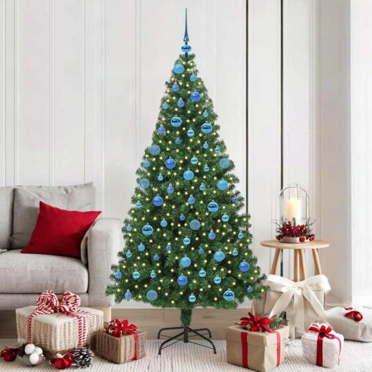 Kunstig juletre med 300 LED grønn 180 cm PVC og Stål og Plast Kunstig juletre med 300 LED grønn 180 cm PVC og Stål og Plast