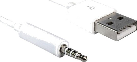 Delock 1 m Lade-/Datakabel USB til 3,5 mm Mini-Phone Hvit for iPod Shuffle