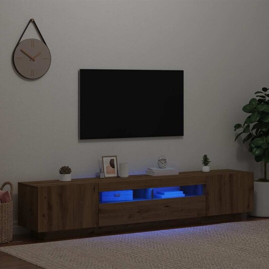  TV-benk med LED-lys artisan eik 200x35x40 cm konstruert tre 8721158760609