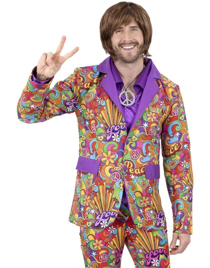 60"s Fargerik Peace Hippie Kostymejakke til Herre X Large