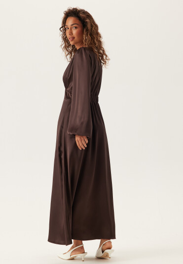 Bubbleroom Satin V neck Maxi Dress