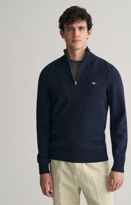 Gant Bomullsgenser med half-zip EVENING BLUE S
