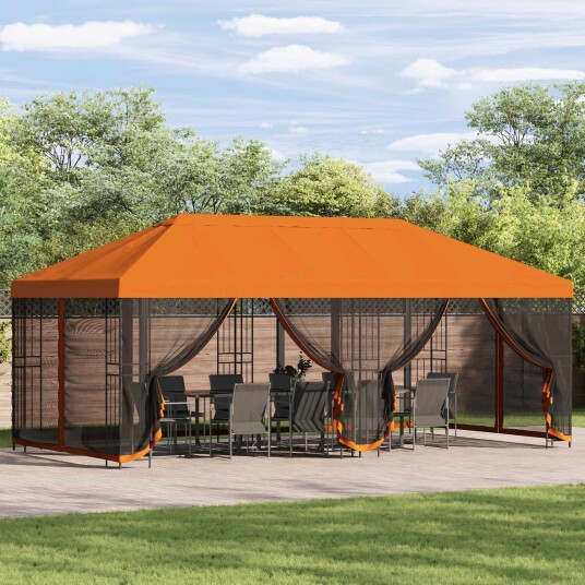  Hagepaviljong kanopydeksel 6 x 3 m Oransje Polyester 190