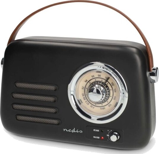Nedis Bærbar Retro FM-radio med Bluetooth 10W Sort