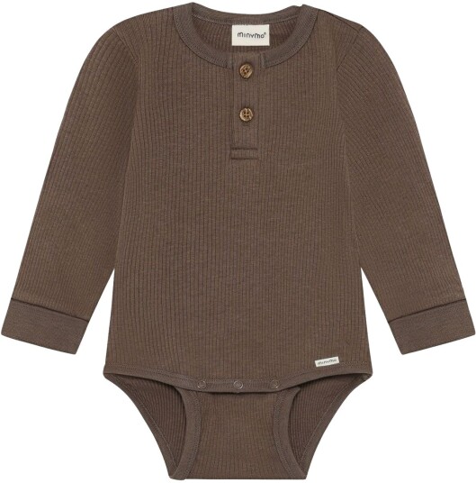 Minymo Ribbet Body til Baby i Chocolate Chip - Str 74
