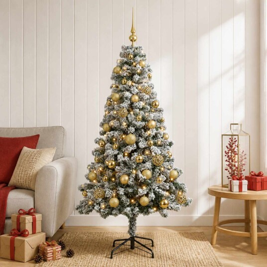 vidaXL Kunstig juletre med kuler 120 cm 150 LED-lys Varmhvit