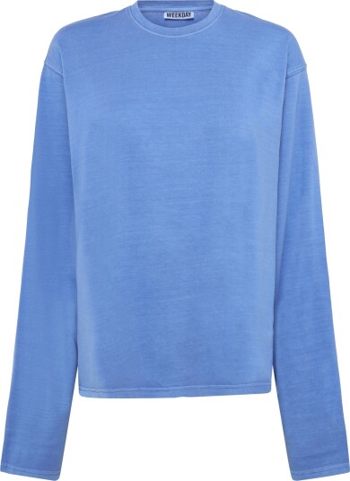 Weekday Long Sleeved Boxy Cotton T Shirt Blue XS Weekday Long Sleeved Boxy Cotton T Shirt Blue XS