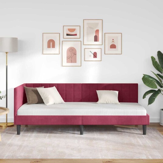 Hjørnesengramme med hodegjerde Vinrød 80 cm x 200 cm Fløyel