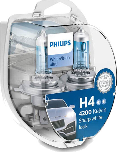 Philips H4 Whitevision Ultra Halogen Pæresett