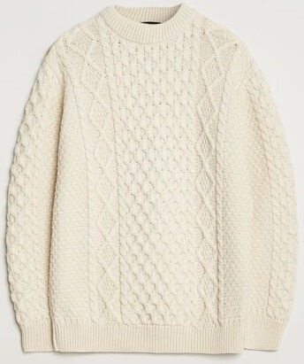 Gloverall Aran Wool Knitted Sweater Ecru