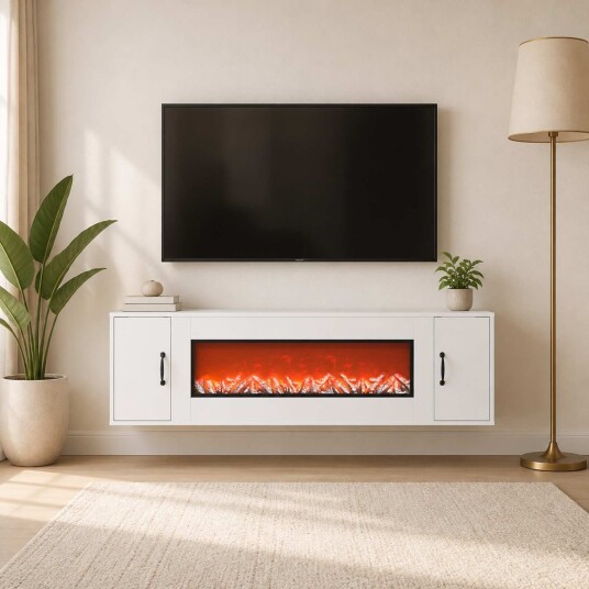 vidaXL Elektrisk peis Hvit 155 x 30 x 44 cm Konstruert tre