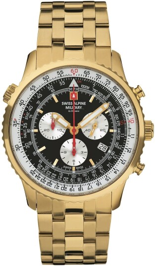 Swiss Alpine Military Herreklokke 7078.9117 Classic Sort/Gulltonet