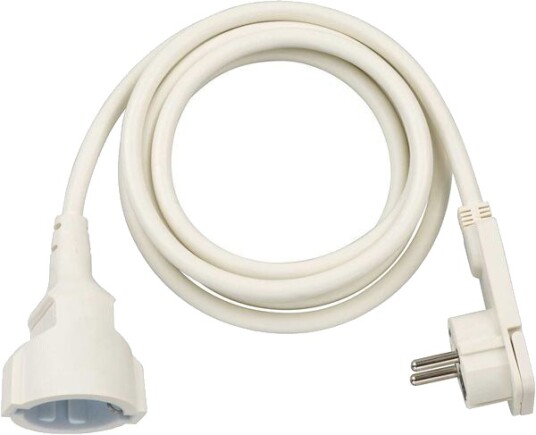 Brennenstuhl 2m Strømforlengelseskabel Europlug Vinklet Hvit IP20