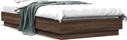  Sengeramme med LED-lys brun eik 90x190 cm 8721012285989