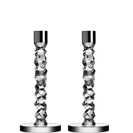 Orrefors Carat Lysestake 24,2 cm 2-pk i Messing - Krystall og Rustfritt Stål Orrefors Carat Lysestake 24,2 cm 2-pk i Messing - Krystall og Rustfritt Stål