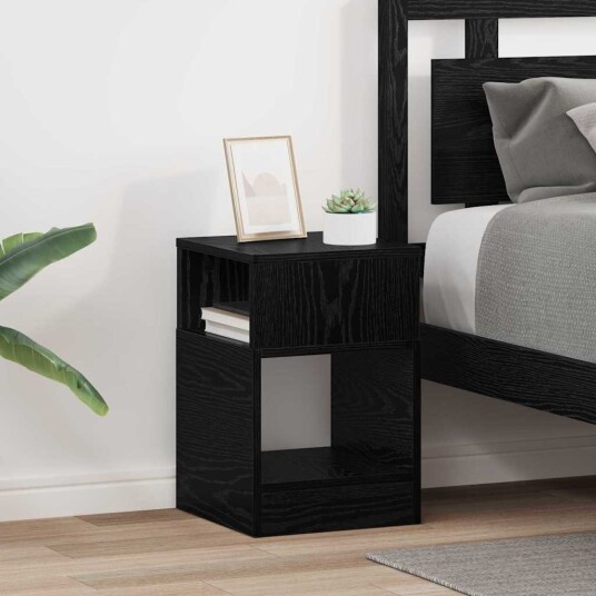 vidaXL Avlastningsbord 2 pcs Svart Eik 30,5 x 30 x 45 cm