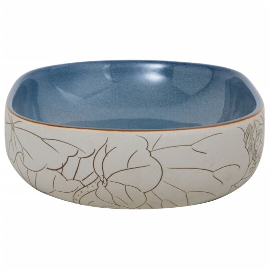 vidaXL Benkeservant sand og blå oval 59x40x14 cm keramikk