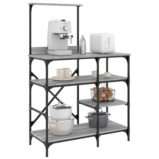 Bakehylle grå sonoma 90x40x132 cm konstruert tre og metall 845419 Bakehylle grå sonoma 90x40x132 cm konstruert tre og metall 845419