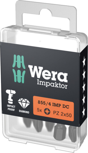 Wera 855/4 Imp Dc Pz Diy, 5 Stykker, Pozidriv, Pz 2, 50 Mm, 50 Mm, 17 Mm
