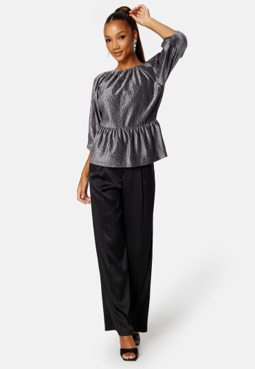 Happy Holly Perline puff sleeve top Silver 40/42