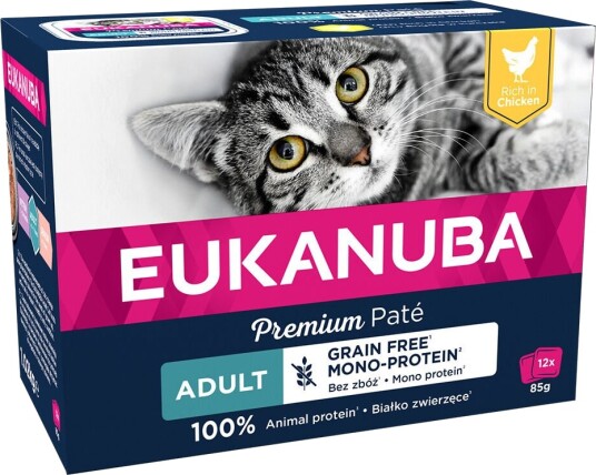 Eukanuba Kornfritt Kyllingpaté for Katt 12 x 85 g - Kattemat med Vitaminer Eukanuba Kornfritt Kyllingpaté for Katt 12 x 85 g - Kattemat med Vitaminer