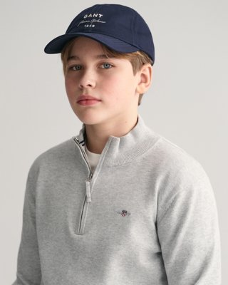 Shield bomullsgenser med half-zip til ungdom LIGHT GREY MELANGE 134/140