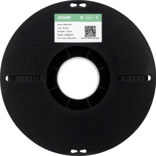 Esun Peba-90A Svart Filament Peba Lav Tetthet Highspeed Høy Strekkfasthet Fleksibel 1.75 Mm 1 Kg