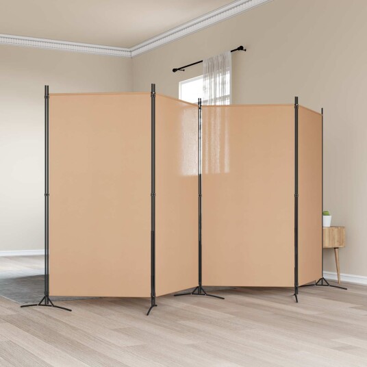 vidaXL 4-panel romdeler Beige 346 x 180 cm Stoff