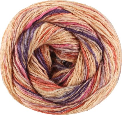 Lana Grossa Gomitolo California Garn 3045 Fersken Rust Blomme Rosa Syren Syrin Smokeblå Garn