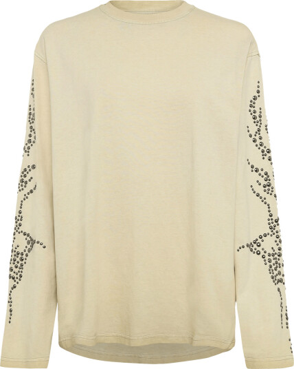 Weekday Oversized Graphic Long Sleeved T Shirt Beige XS