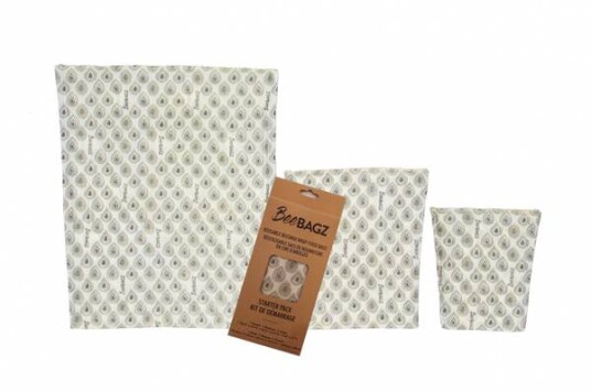 BEEBAGZ Matposer av bivokspapir, Grå 3pk (liten, medium, stor)