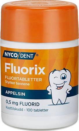 Nycodent Fluorix 0,5mg fluortabletter appelsinsmak 100 stk