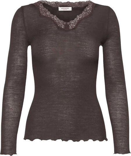 Rosemunde Rwburlington Wool Ls V Neck Lace T Shirt MOLE L