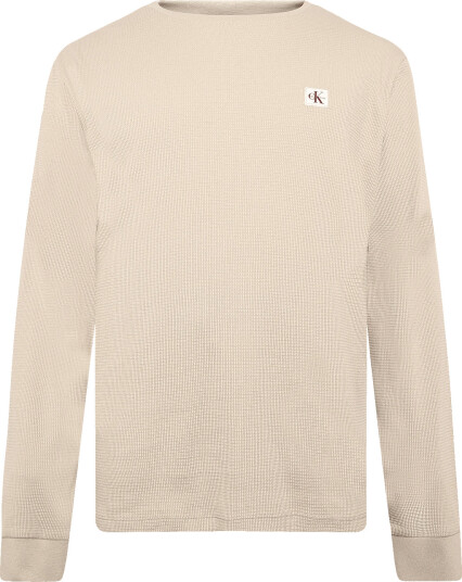 Calvin Klein Jeans Ls Waffle Badge Crewnk Tee - Beige - XXL