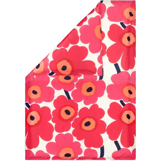 Marimekko Unikko Dynetrekk Hvit / Rød 210x210 cm