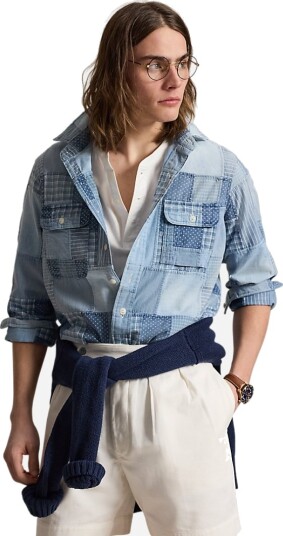 Polo Ralph Lauren Indigo Patchwork Wvn Shirt Blue S