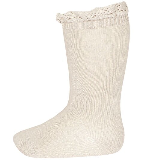 Condor Knestrømper m. Blonder Beige 3 4 år 98 104 Sokker Hvit