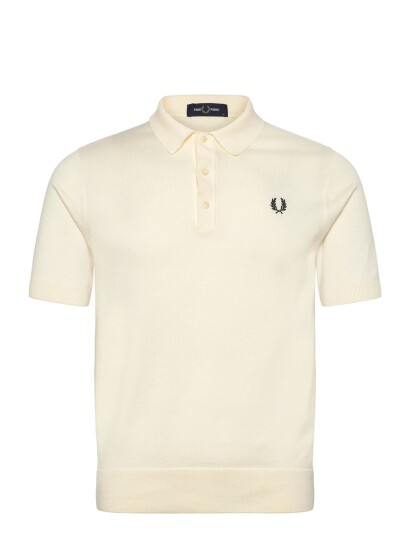 Fred Perry Cotton Knitted Shirt   Cream   XL