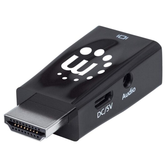 MANHATTAN HDMI to VGA Micro Converter , HDMI Male to VGA Female with Audio, Optional USB Micro-B Power Port, Black MANHATTAN HDMI to VGA Micro Converter , HDMI Male to VGA Female with Audio, Optional USB Micro-B Power Port, Black