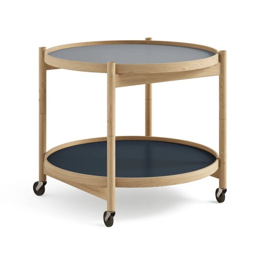 Brdr. Krüger Bølling Tray Table model 60 rullebord water, oljet eikestativ